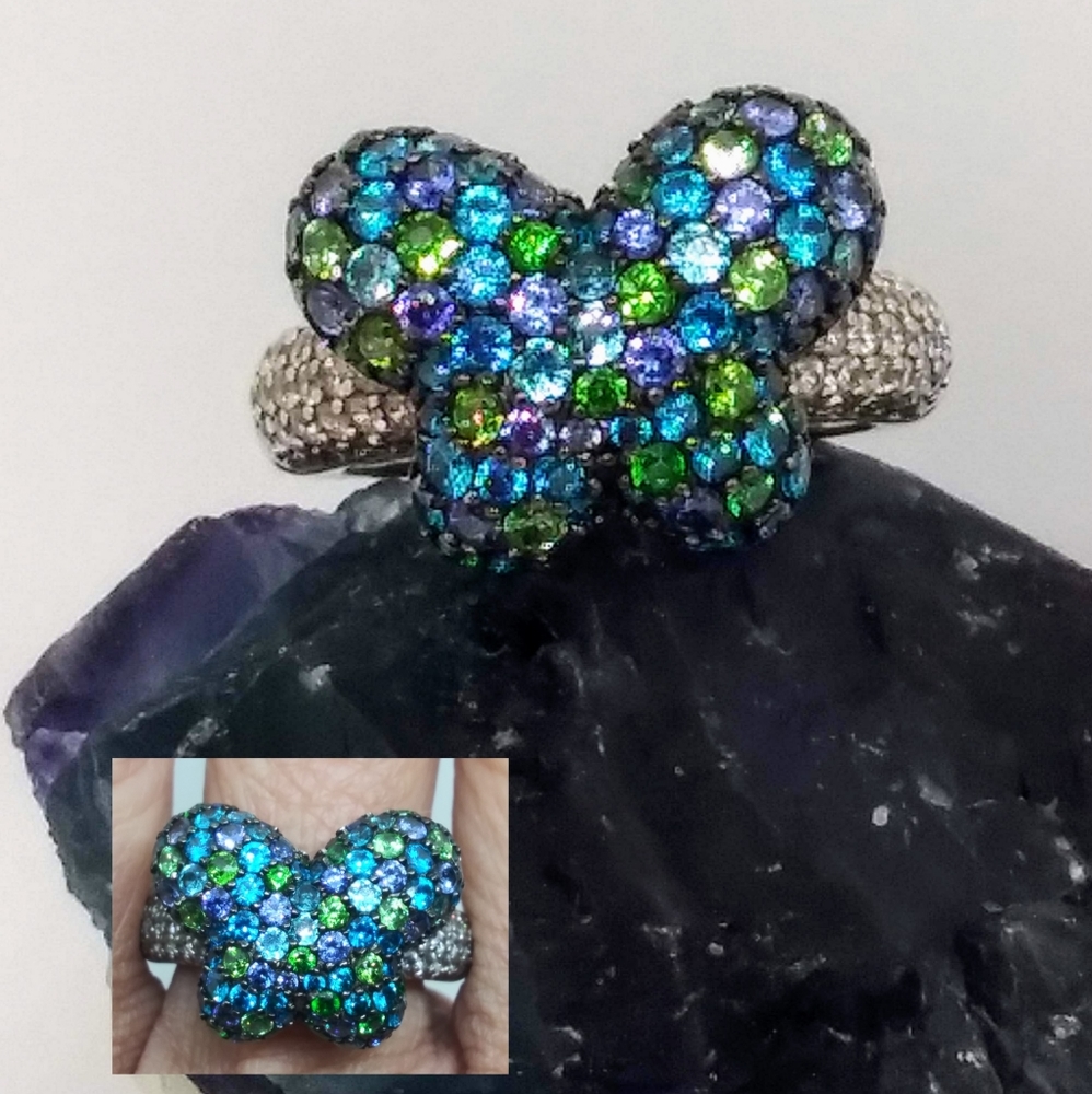 Designer pave butterfly ring